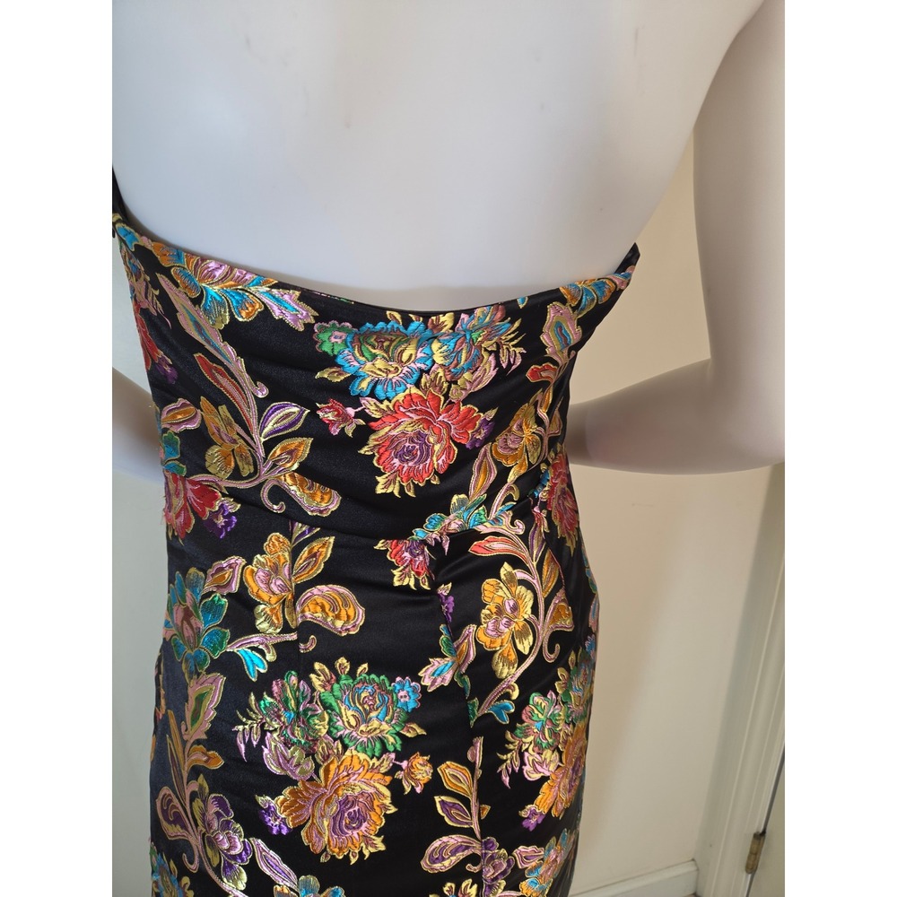 Olia Womens Strapless Metallic Floral Brocade Midi Dress Black‎ Multi Size S - Picture 11 of 14